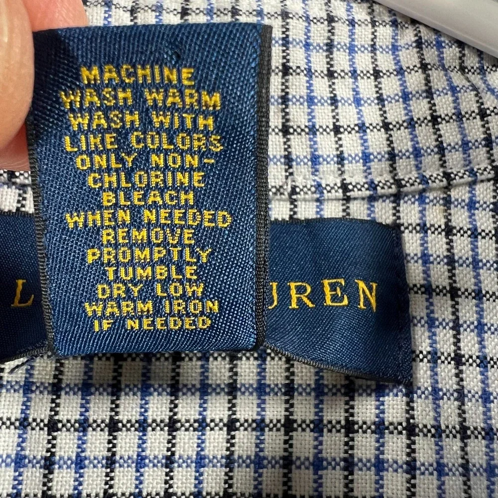 Ralph Lauren Shirt Youth Boys Large Blue Check Long Sleeve Button Down Dress